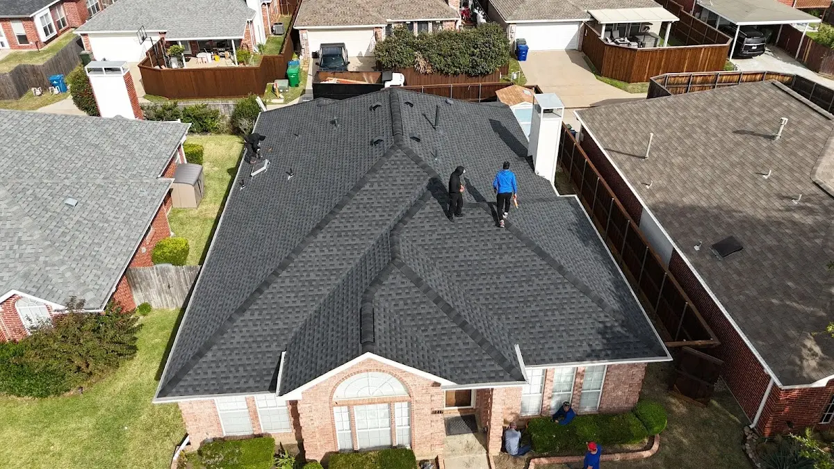 Slate & Tile Roof Repair work in progress on a Seguin property